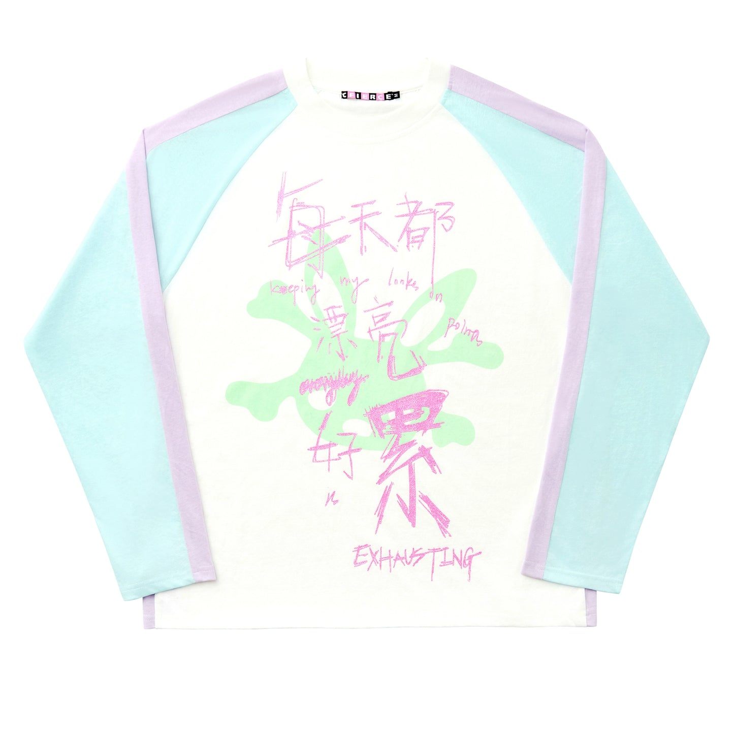 Glitter Print Raglan Sleeve T-Shirt