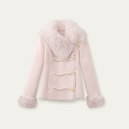 Vintage Khaki Pink Suede Fleece Jacket