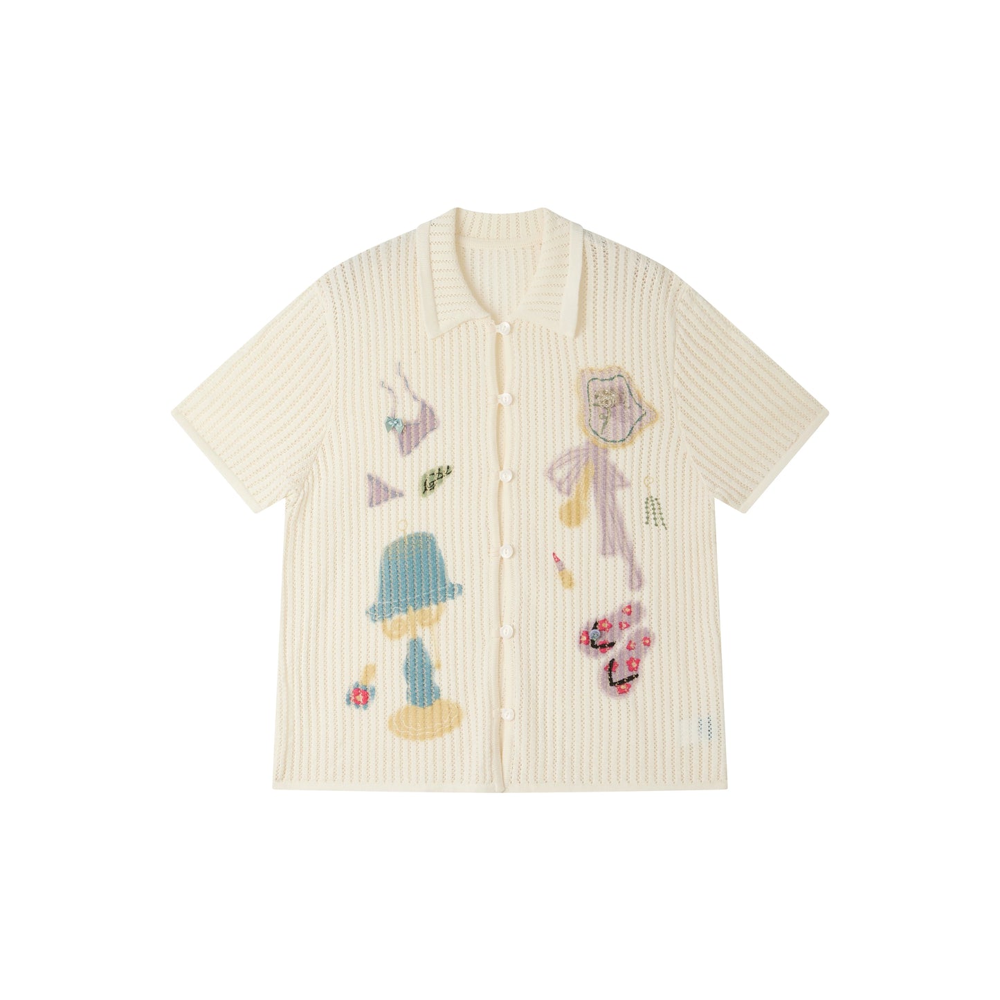 Off-White Woolen Striped Blouse