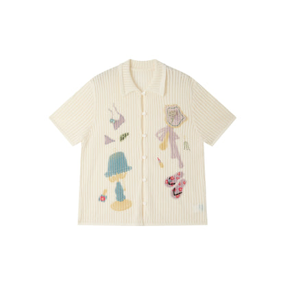 Off-White Woolen Striped Blouse