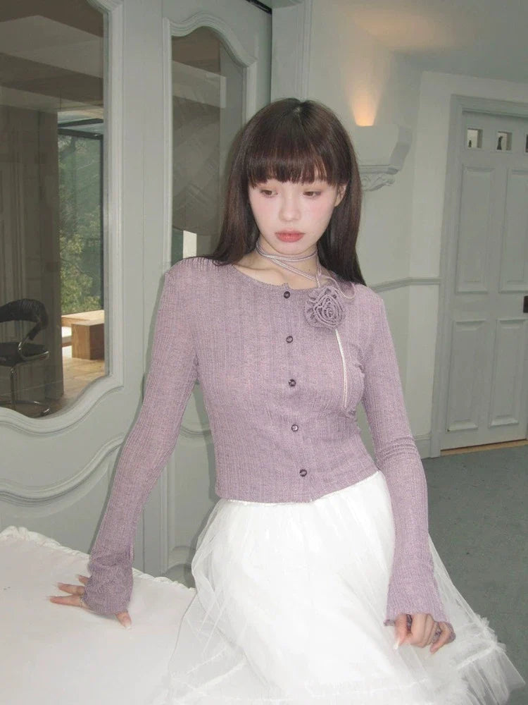 Purple knit cardigan