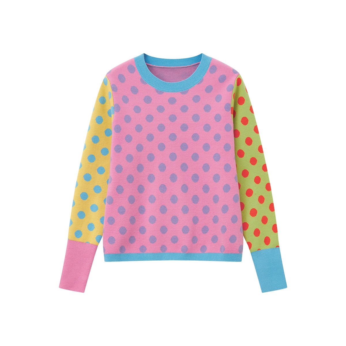 Color-Block Polka Dot Sweater