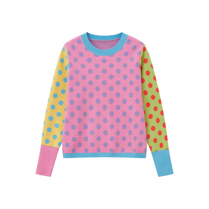 Color-Block Polka Dot Sweater