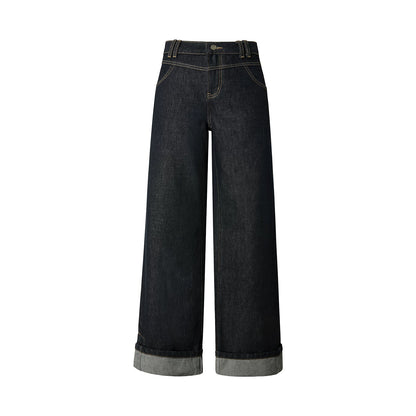 Schwarze Destroyed-Denim-Hose