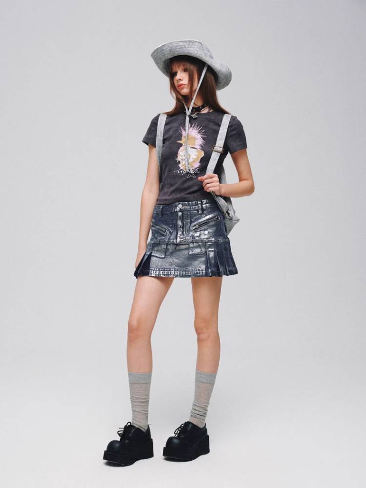 A-line denim skirt