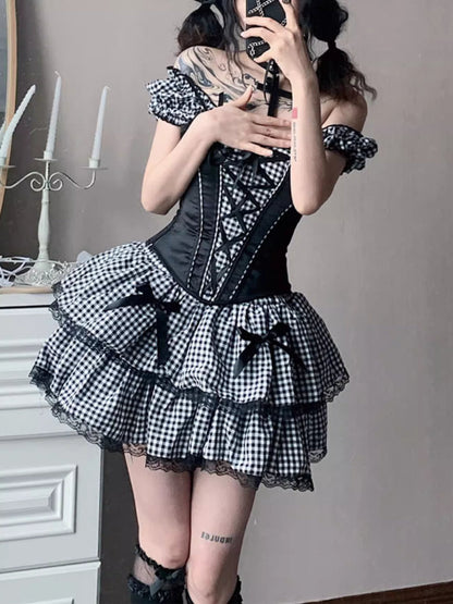 Plaid corset dress