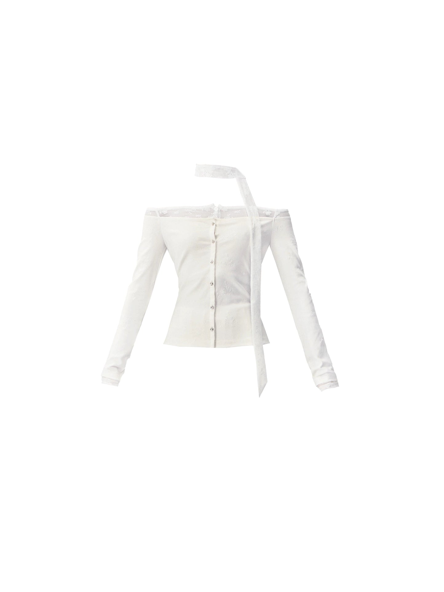 White Moonlight Lace Embroidered Top Skirt Set-Up