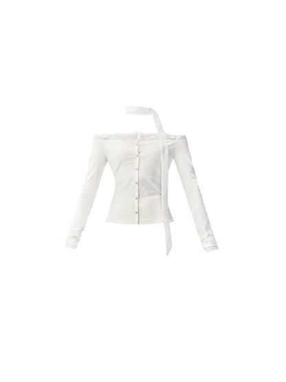 White Moonlight Lace Embroidered Top Skirt Set-Up