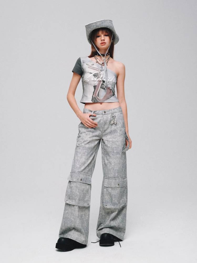 Low waist shapework denim pants