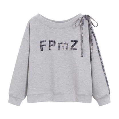 One-Line Letter Patch Sweatshirt
