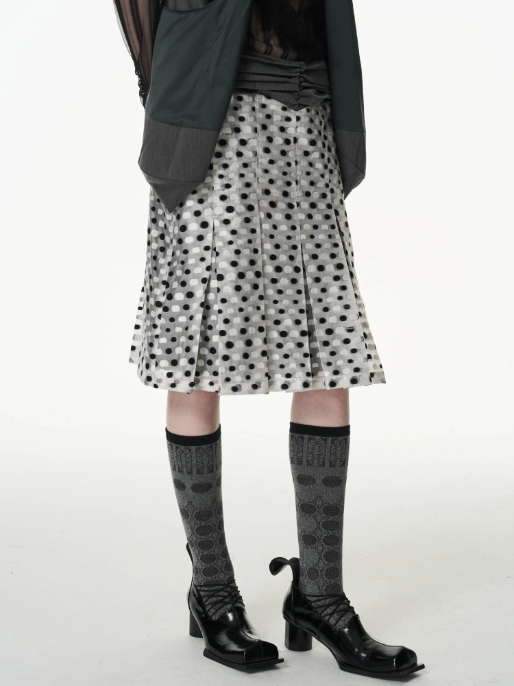 Polka dot pleated skirt