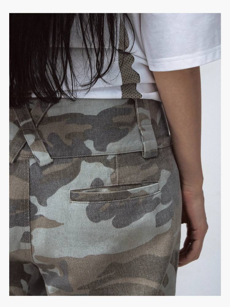 Camouflage loose wide leg pants