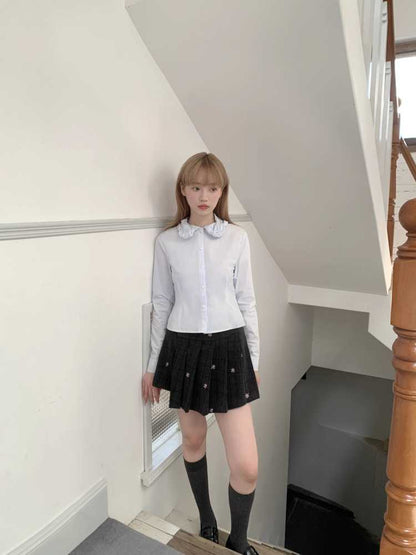 Doll collar long sleeve top