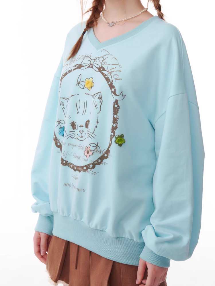 Cat print sweatshirt