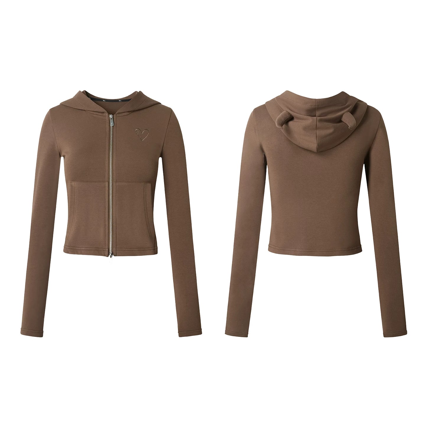 Heart Embroidery Hooded Sweatshirt Set-Up