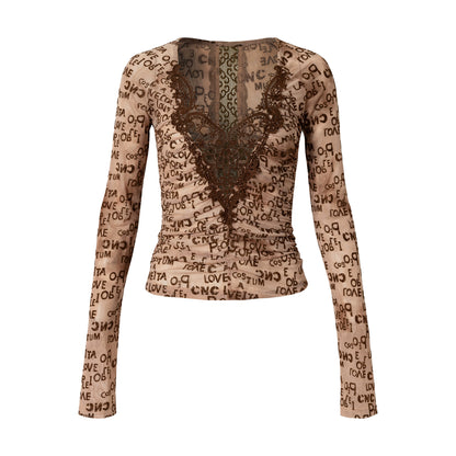 Vintage Samtbluse mit Spitze