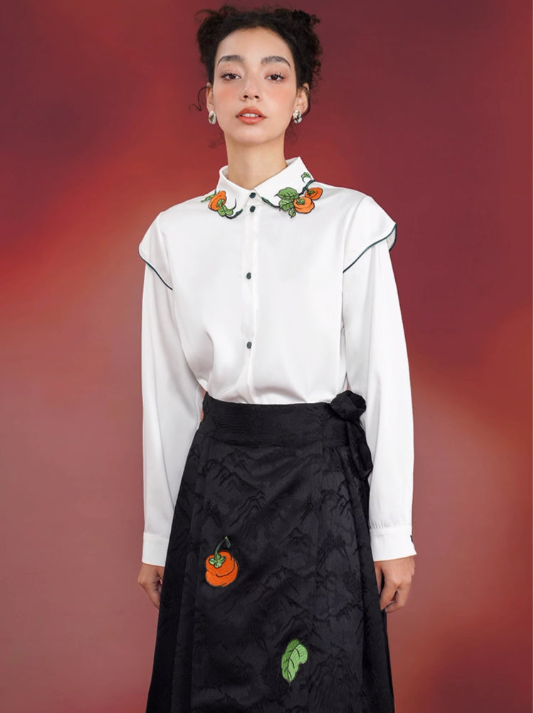 Chinese embroidery satin skirt