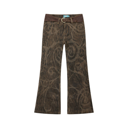 Tree Shadow Flared Denim Pants