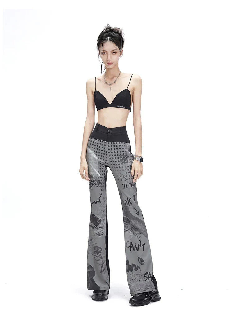 High waist slim flare pants