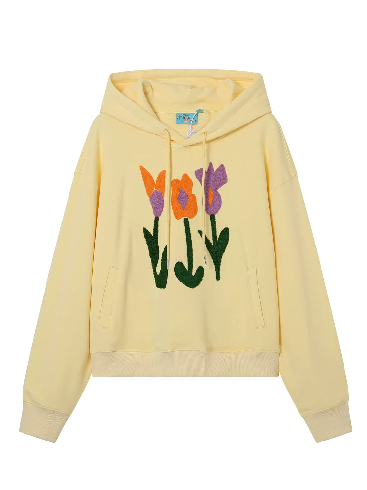 Hooded top embroidered sweatshirt