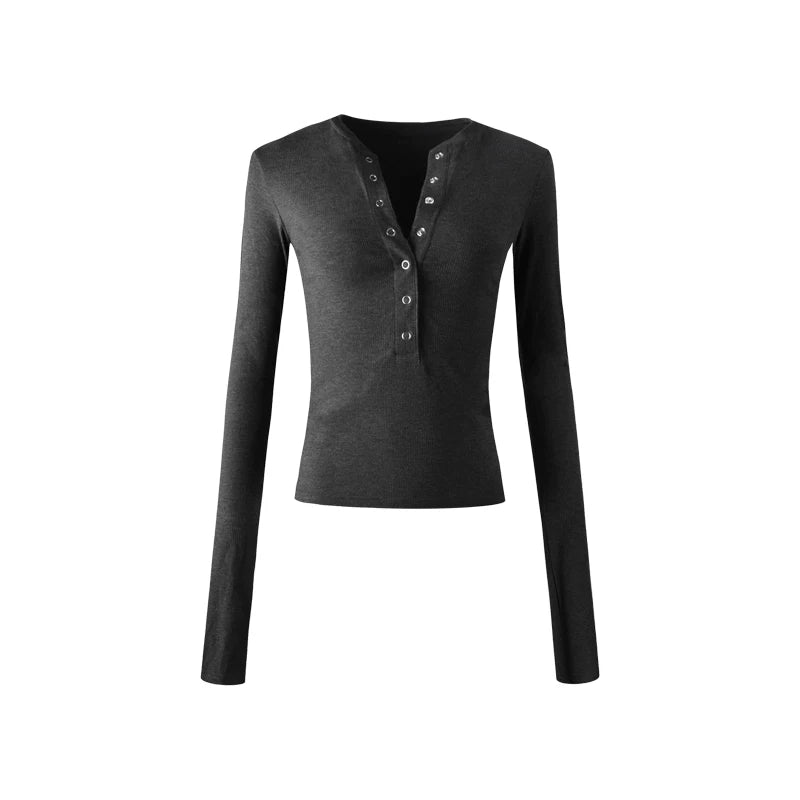Henry Collar Knit Blouse