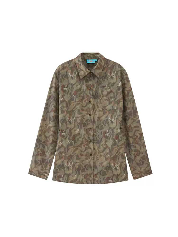 Retro print casual shirt