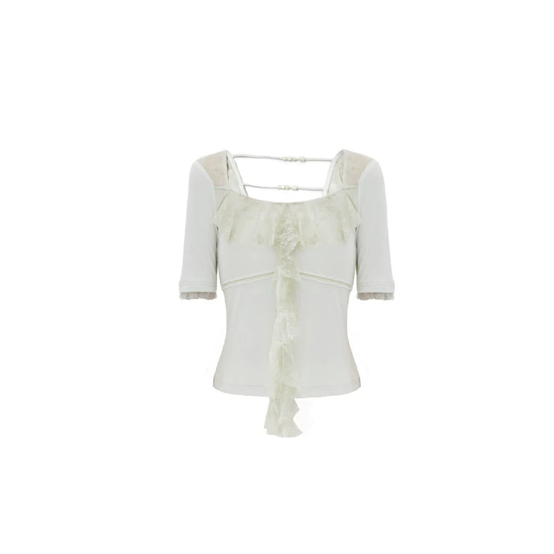 Original Gray-Green Lace Knit Top