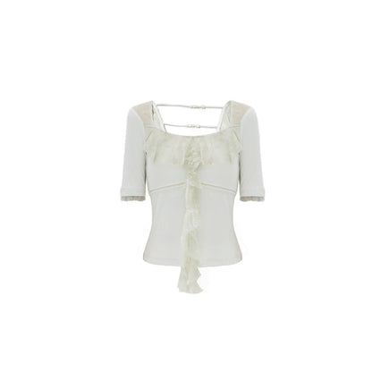 Original Gray-Green Lace Knit Top