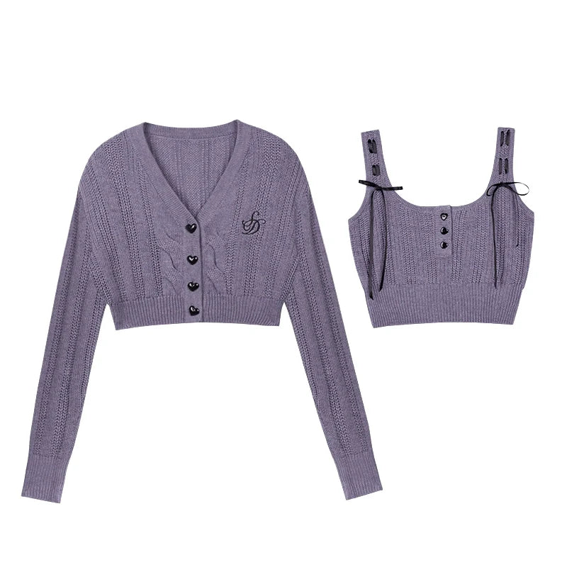 Gray & Purple Lamb Fleece Skirt Set-Up