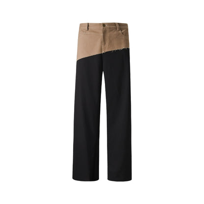 Diagonal Color-Blocking Workwear Pants
