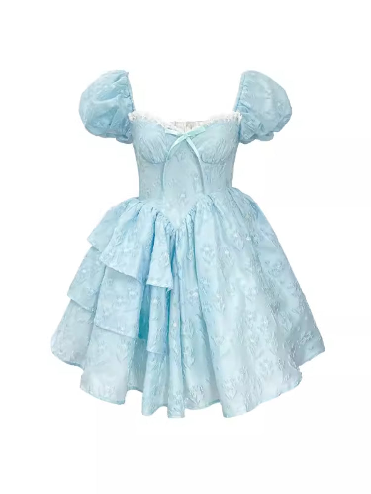 Bud Sleeve Square Neck Princess Dress