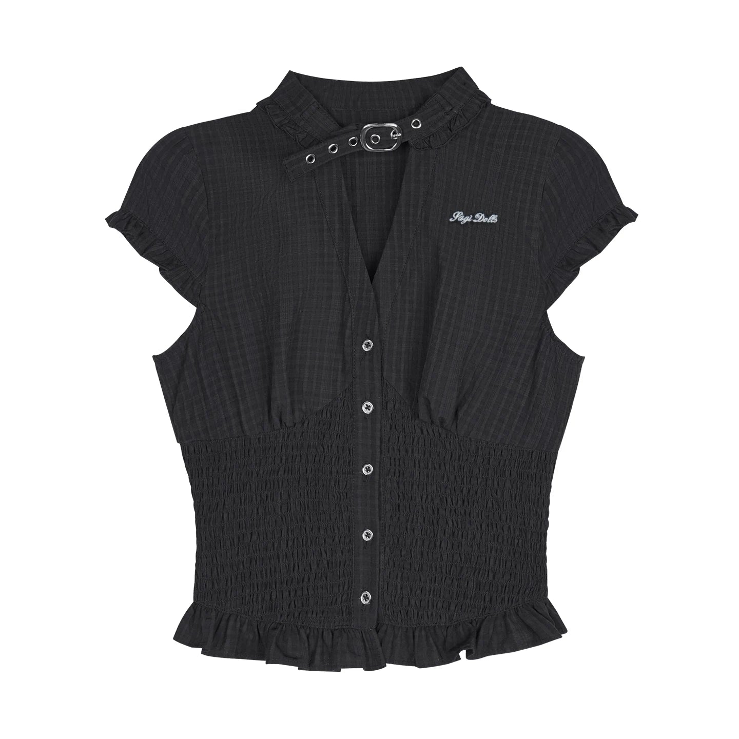Dark Texture V-Neck Top Set-Up