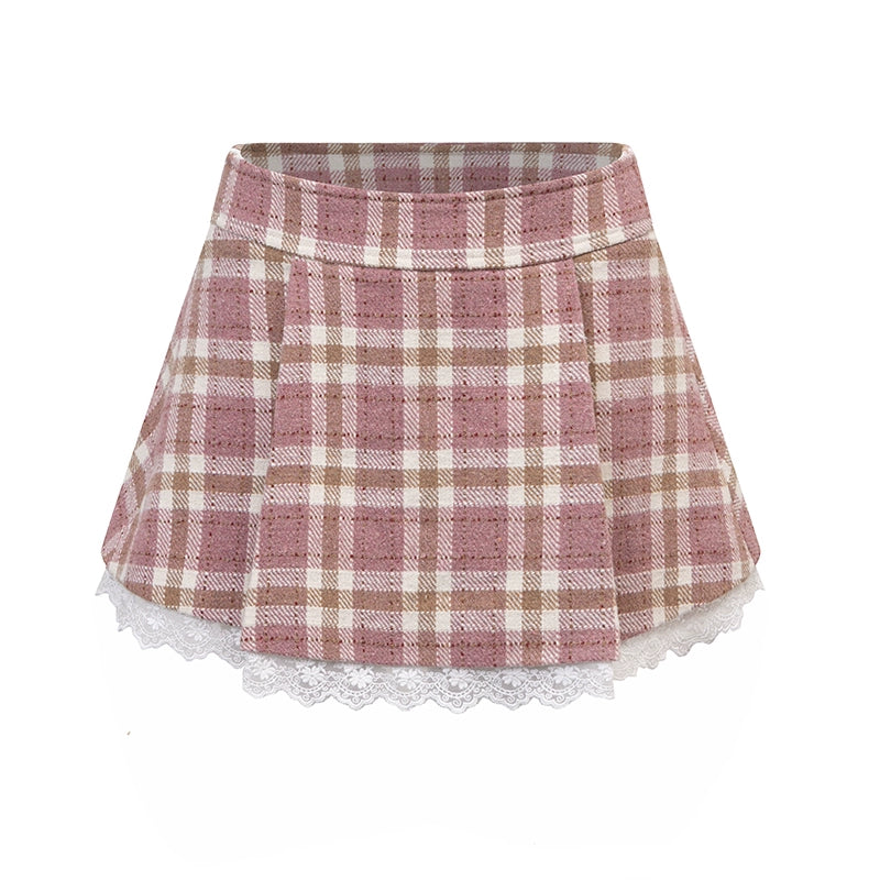 Vintage Plaid Lace Skirt Set-Up