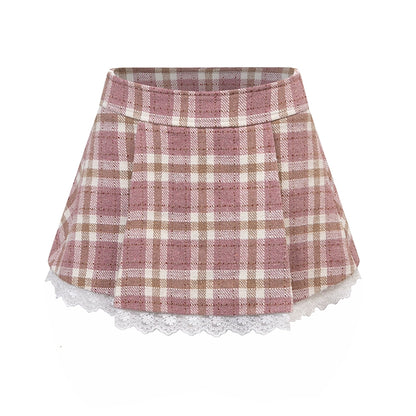 Vintage Plaid Lace Skirt Set-Up