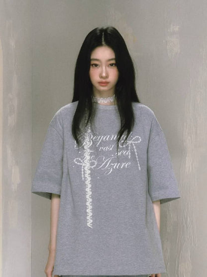 Round neck printed oversized T-shirt