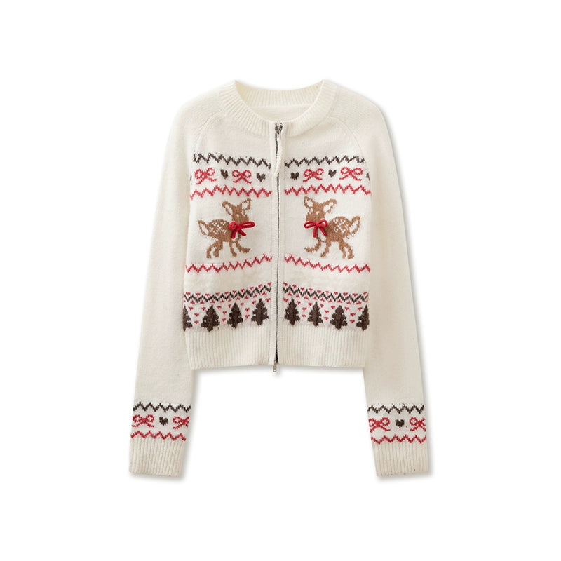 Preppy Style Fawn Fair Isle Knit Sweater