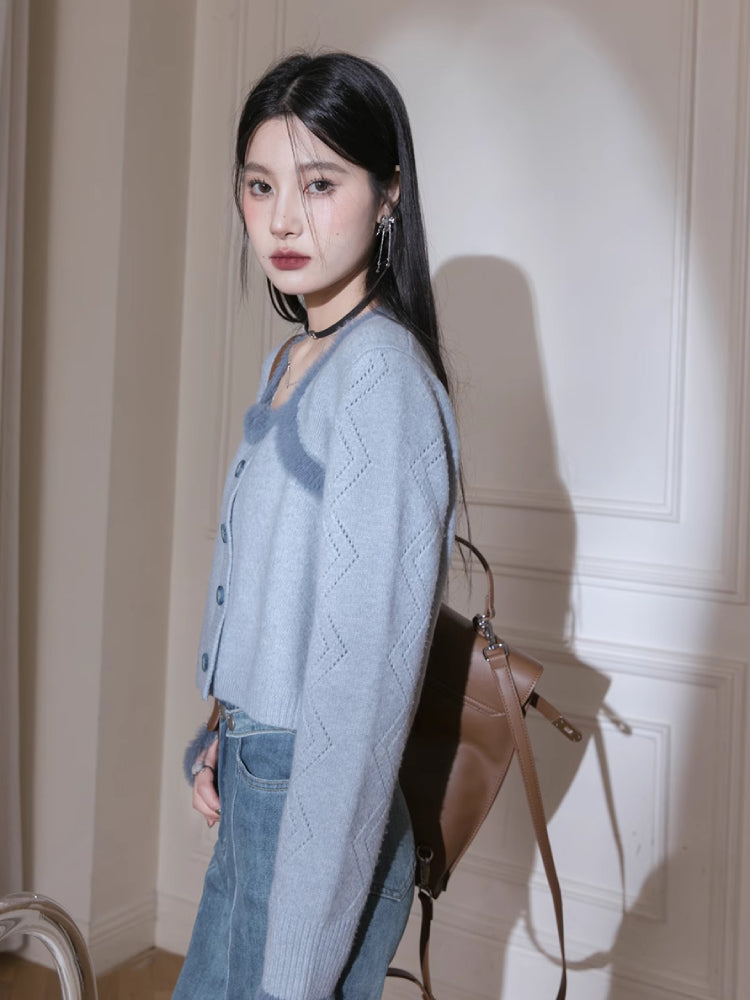 Wool soft fake two-piece sweater