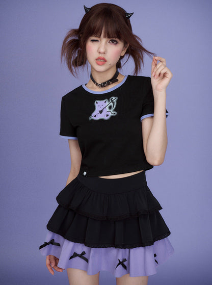 Black Purple Doll Skirt