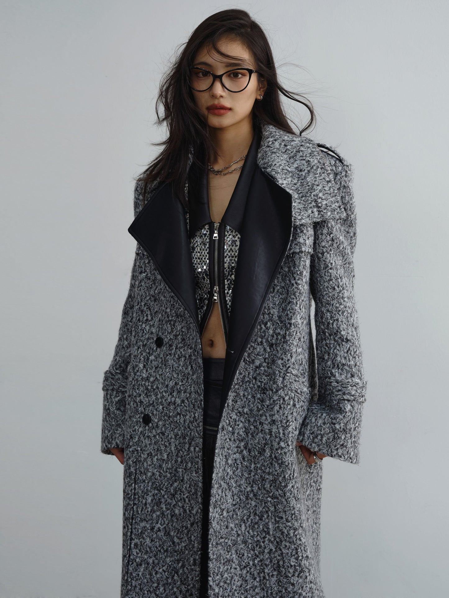 Retro woolen long coat