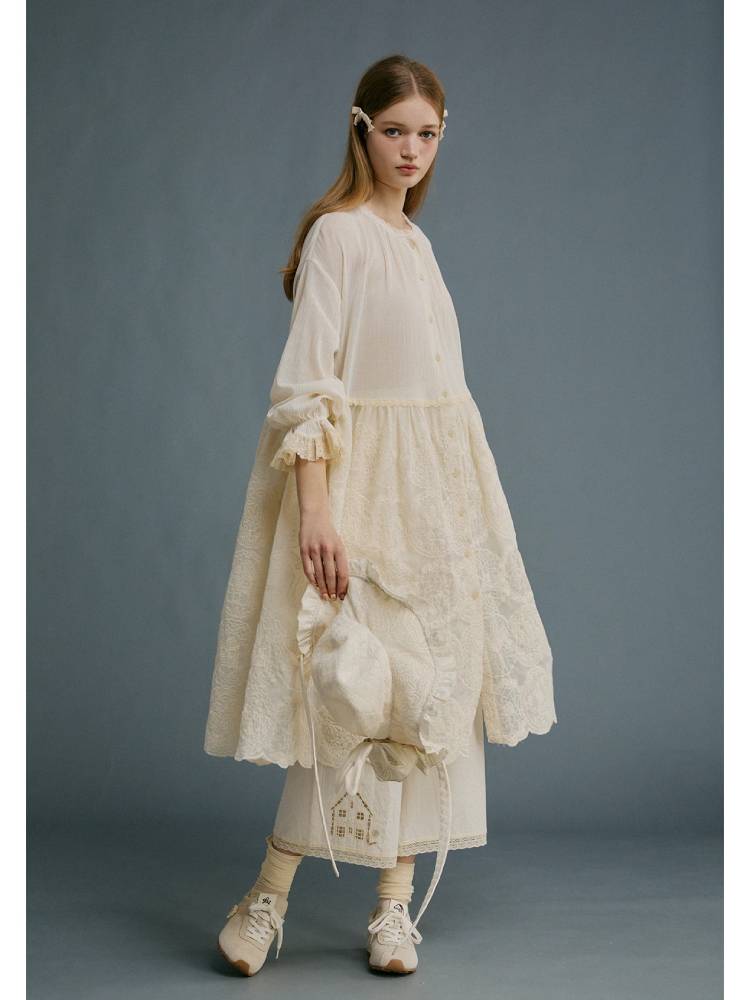 Embroidered cardigan dress