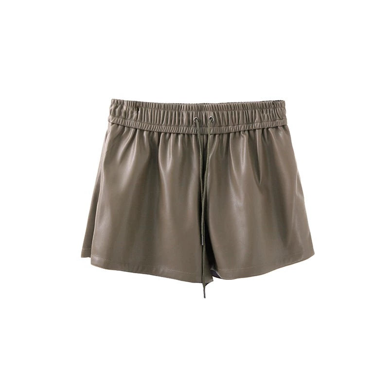 Spicy Coffee Leather Shorts