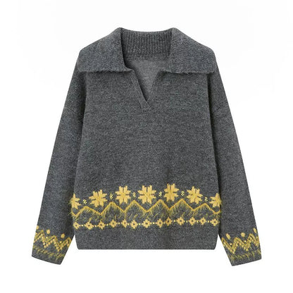 Lace-Up Collar Sweater Set-Up