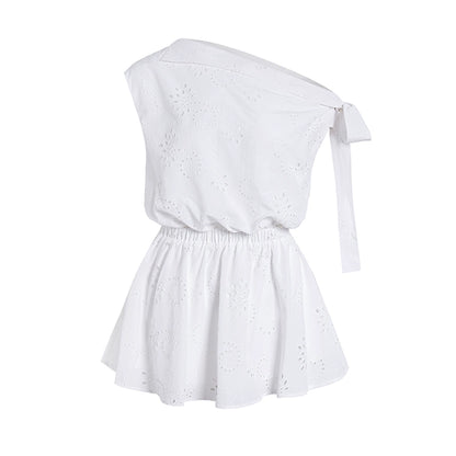 Floral Asymmetrical Shoulder Dress