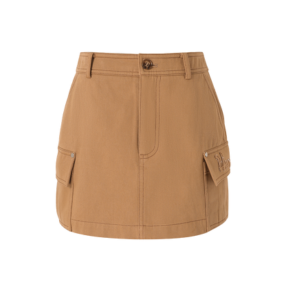 Khaki Letter Mini Skirt