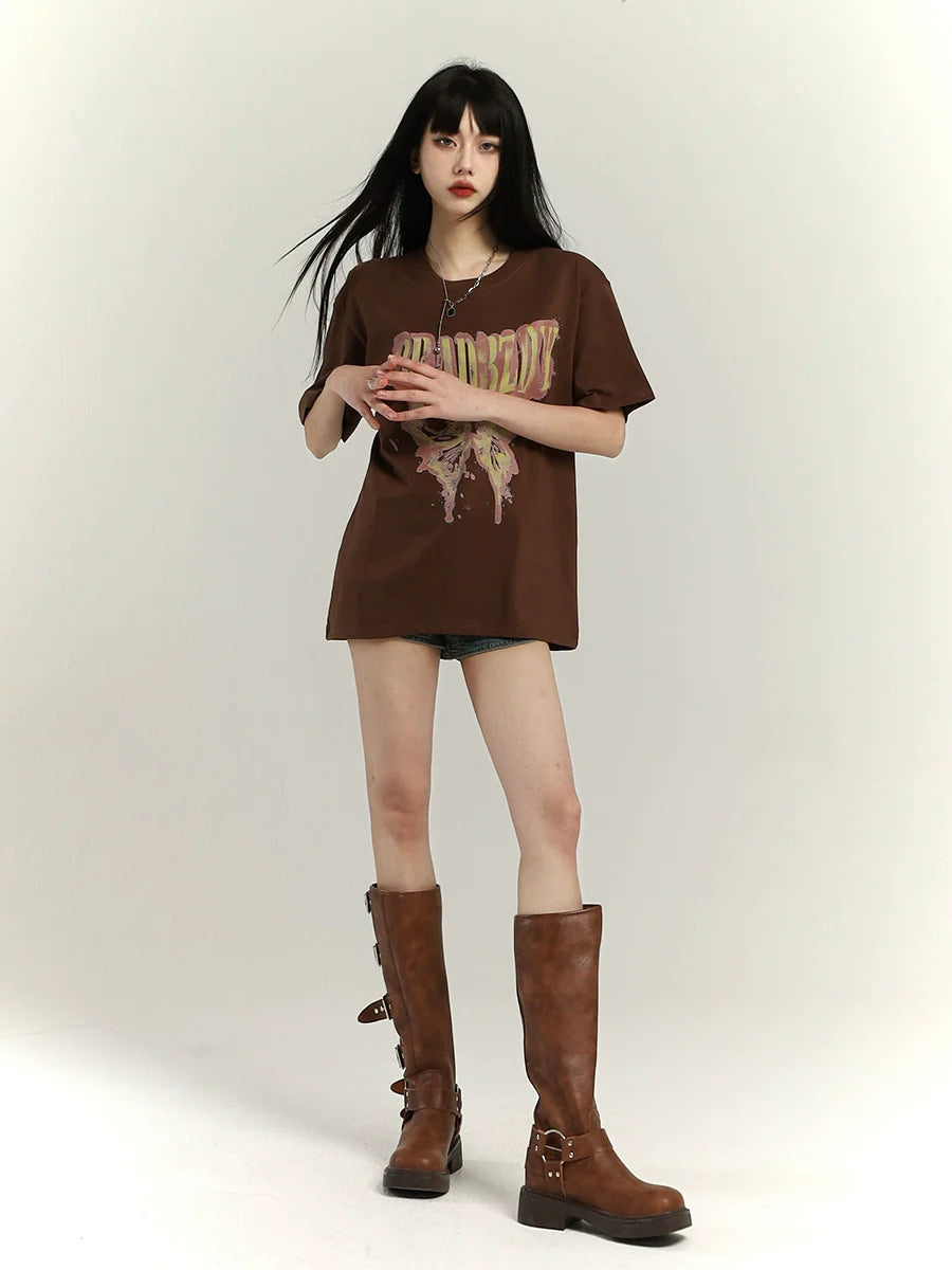 Loose Mid-length Bottoms T-Shirt