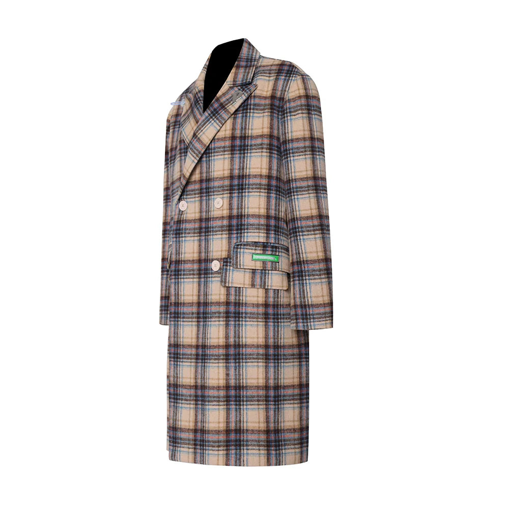 Plaid genderless woolen jacket