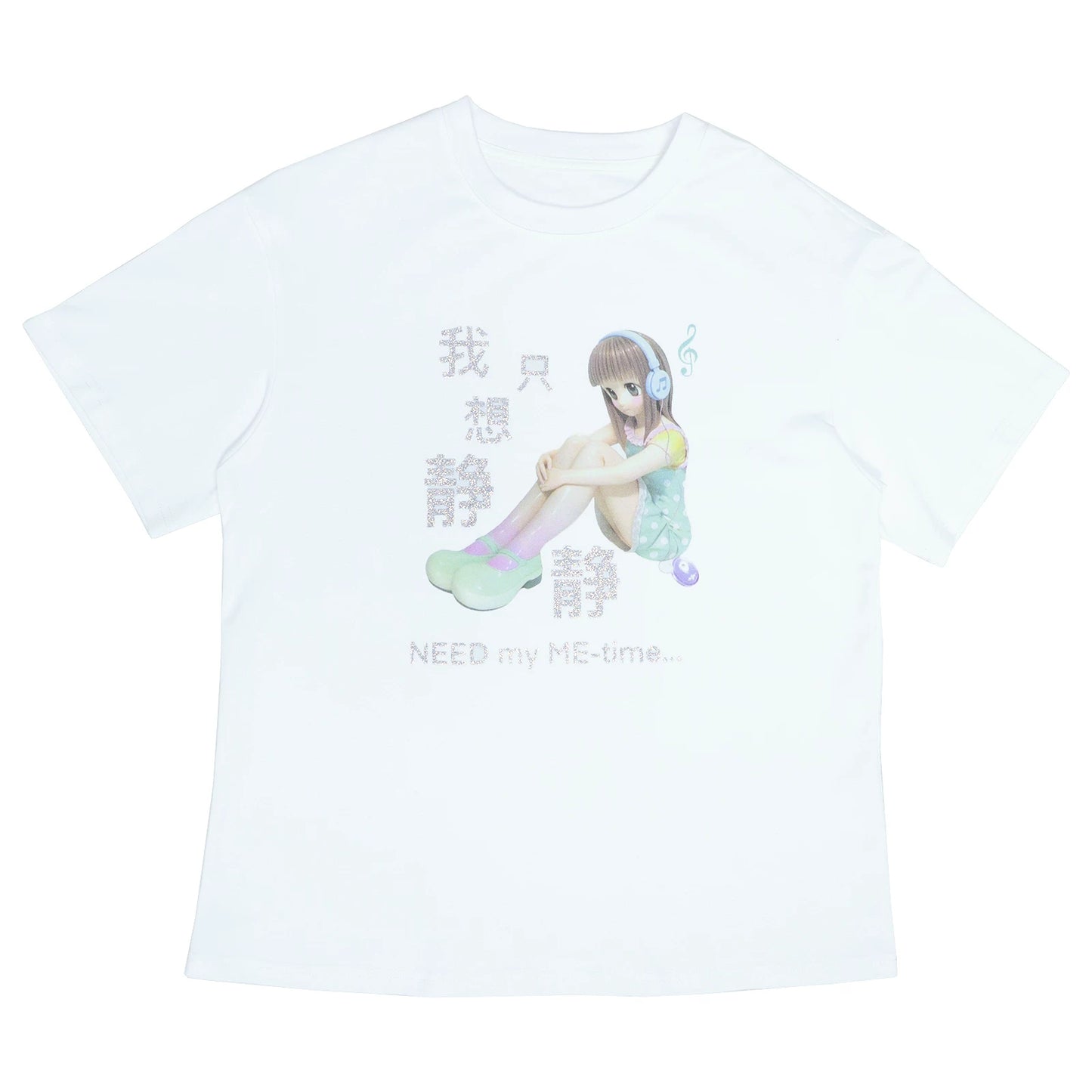 Weißes T-Shirt mit Glitzer-Schrift