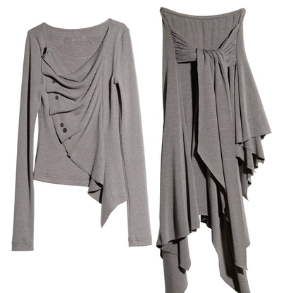 Classical Pleated Distressed Skirt Set-Up