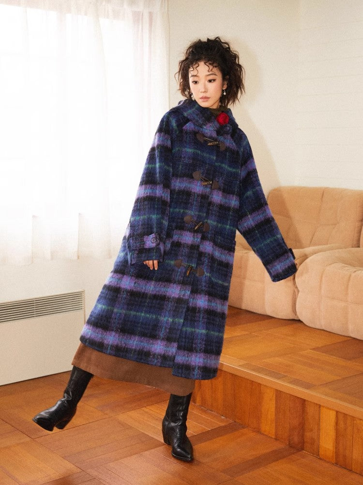 Plaid long coat