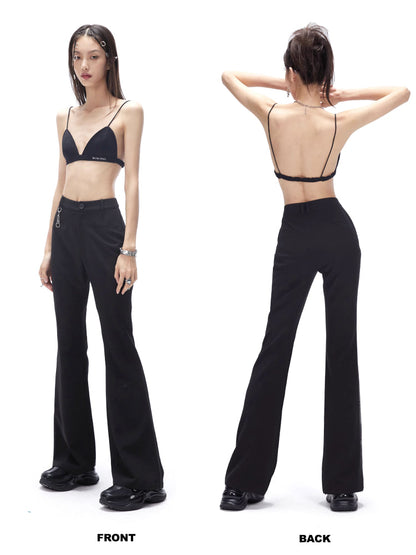 High waist slim casual pants